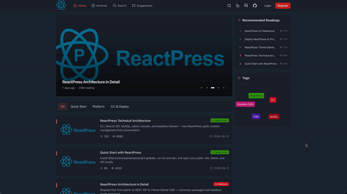 Official theme — search, comments, knowledge base, dark mode