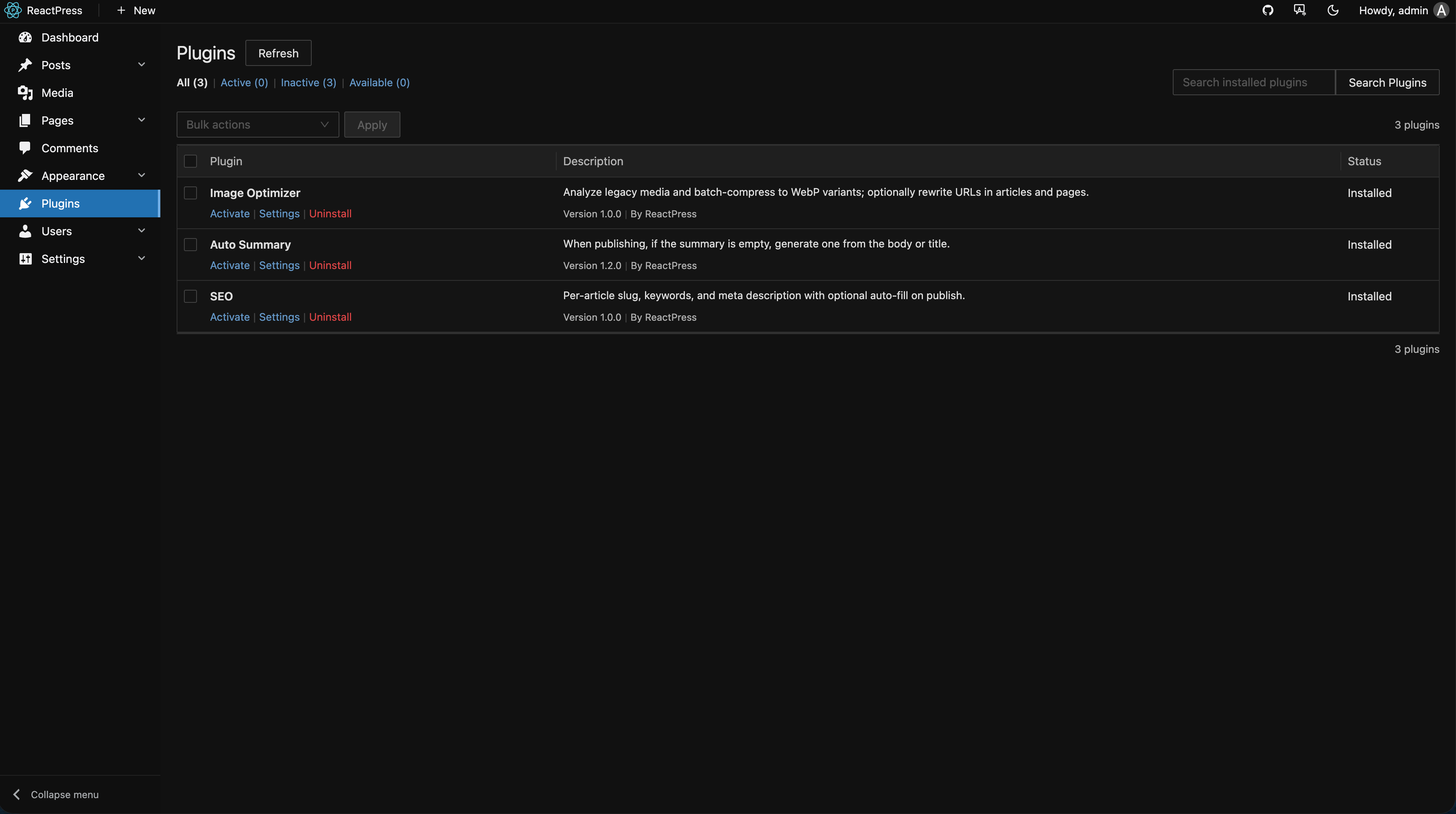 Plugin management
